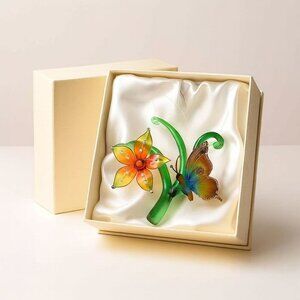 VTG Ashton Drake Butterfly Rainbow Glass Ornament Gift Meadow Magic Whimsical Ar